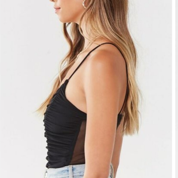 F21 Mesh Ruched Bodysuit - Picture 3 of 12